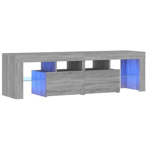 Meuble TV Avec Lumières LED Sonoma Gris 140x36,5x40 Cm