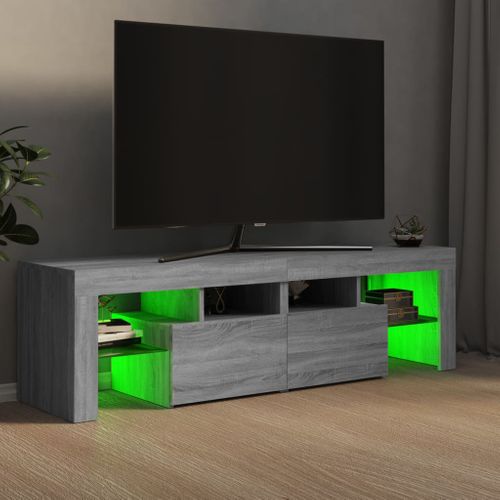 Meuble TV Avec Lumières LED Sonoma Gris 140x36,5x40 Cm