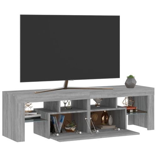 Meuble TV Avec Lumières LED Sonoma Gris 140x36,5x40 Cm