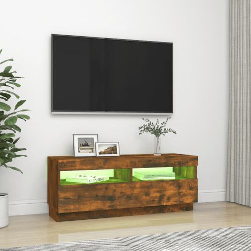 Meuble TV Avec Lumières LED Chêne Fumé 100x35x40 Cm