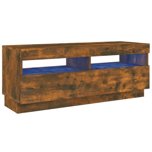 Meuble TV Avec Lumières LED Chêne Fumé 100x35x40 Cm