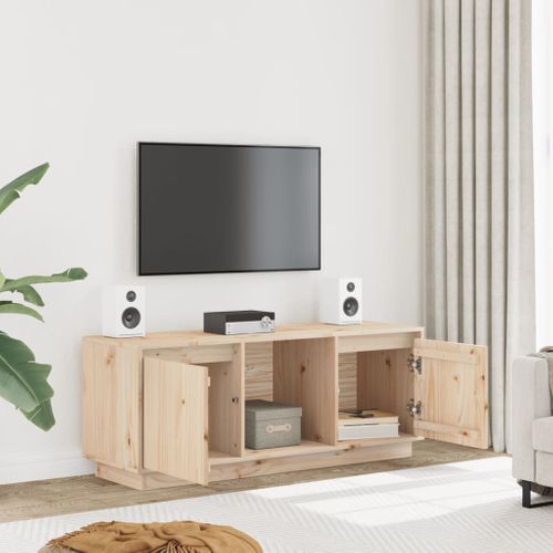 Meuble TV 110,5x35x44 Cm Bois De Pin Massif