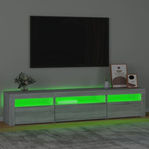 Meuble TV Avec Lumières LED Sonoma Gris 195x35x40 Cm