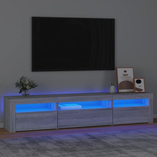 Meuble TV Avec Lumières LED Sonoma Gris 195x35x40 Cm