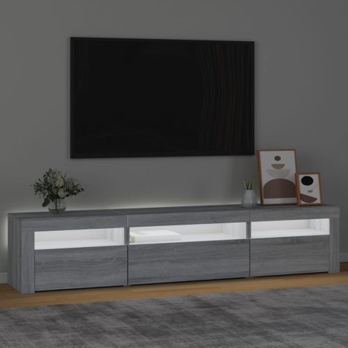 Meuble TV Avec Lumières LED Sonoma Gris 195x35x40 Cm