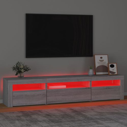 Meuble TV Avec Lumières LED Sonoma Gris 195x35x40 Cm