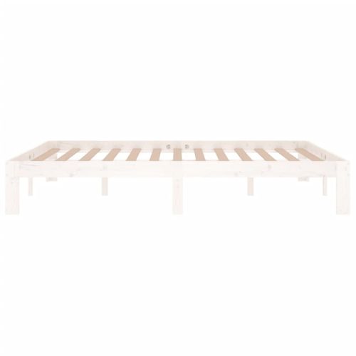 Cadre De Lit Blanc Bois De Pin Massif 140x190 Cm