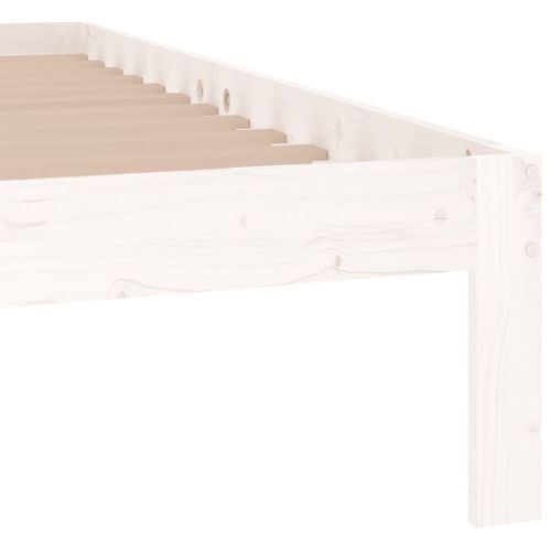Cadre De Lit Blanc Bois De Pin Massif 140x190 Cm