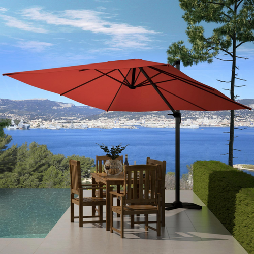 Palatino - Parasol Carré 3x3 Déporté Rotatif Terracotta En Aluminium