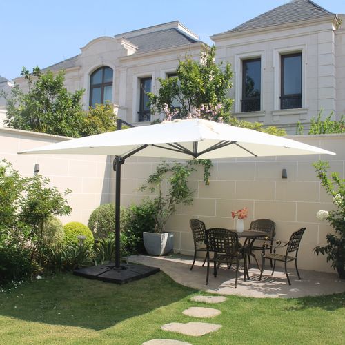 Cesare - Parasol Rectangulaire 3x4 Déporté Rotatif Écru En Aluminium