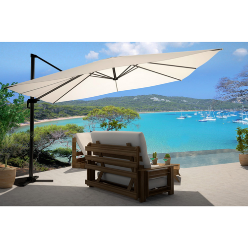 Cesare - Parasol Rectangulaire 3x4 Déporté Rotatif Écru En Aluminium