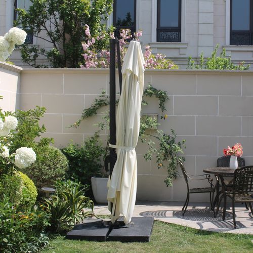 Cesare - Parasol Rectangulaire 3x4 Déporté Rotatif Écru En Aluminium