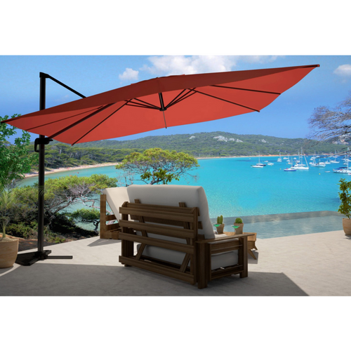 Cesare - Parasol Rectangulaire 3x4 Déporté Rotatif Terracotta En Aluminium