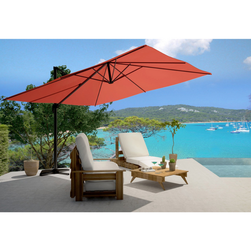 Cesare - Parasol Rectangulaire 3x4 Déporté Rotatif Terracotta En Aluminium