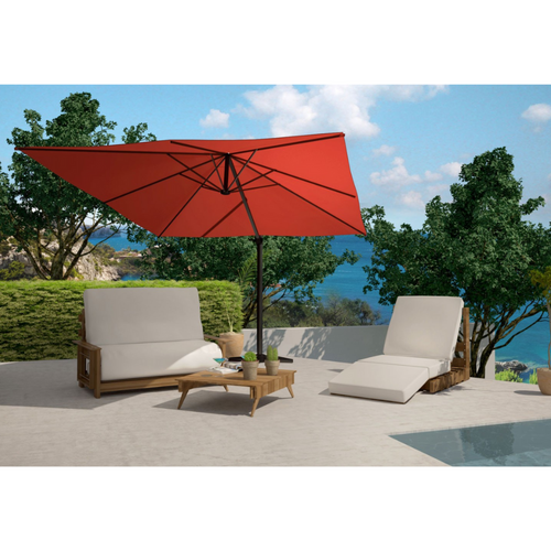Cesare - Parasol Rectangulaire 3x4 Déporté Rotatif Terracotta En Aluminium
