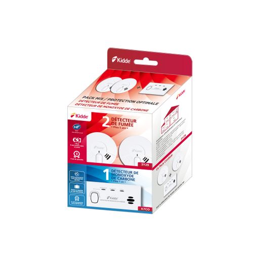 Pack 2 Détecteurs De Fumée + Monoxyde De Carbone 5 Ans - Kidde