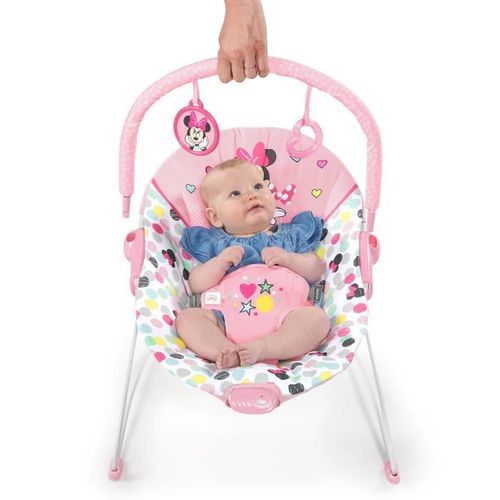 Minnie- Transat Bébé Confettis, Arche Avec Jouets D'éveil Amovibles, Vibrations Apaisantes