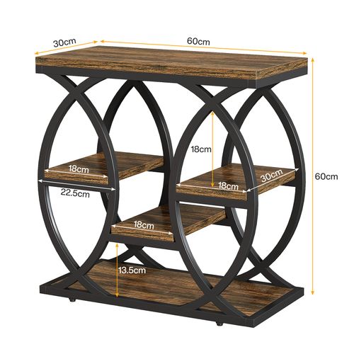 Table D'appoint à 4 Étagères, Table De Chevet Étroite De 60 Cm Avec Rangement Pour Salon