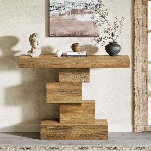 Table Console De Ferme De 108 Cm, Table De Canapé Étroite En Bois Derrière Le Canapé