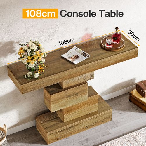 Table Console De Ferme De 108 Cm, Table De Canapé Étroite En Bois Derrière Le Canapé