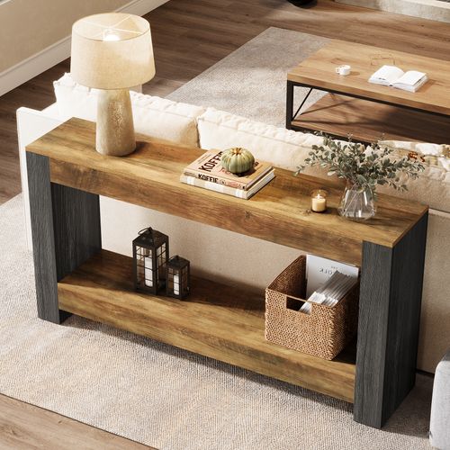 Table Console De 160 Cm De Long Pour Entrée, Table D’entrée En Bois Rustique Pour Salon