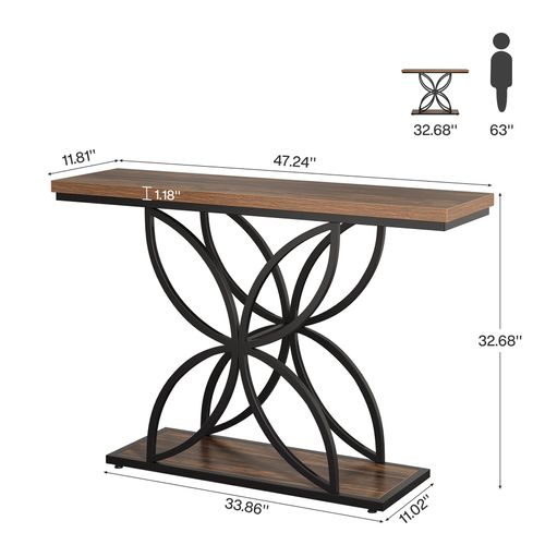 Table Console Industrielle Pour Entrée, Table Basse Avec Pied Papillon En Métal Unique