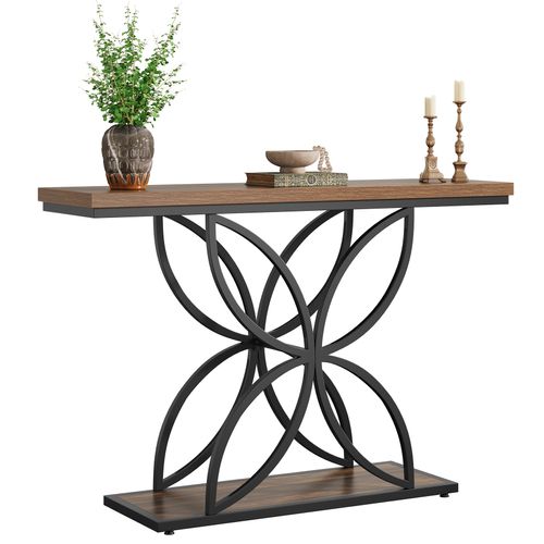 Table Console Industrielle Pour Entrée, Table Basse Avec Pied Papillon En Métal Unique