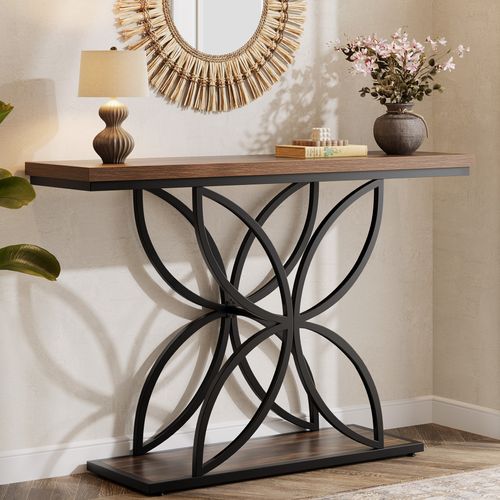 Table Console Industrielle Pour Entrée, Table Basse Avec Pied Papillon En Métal Unique