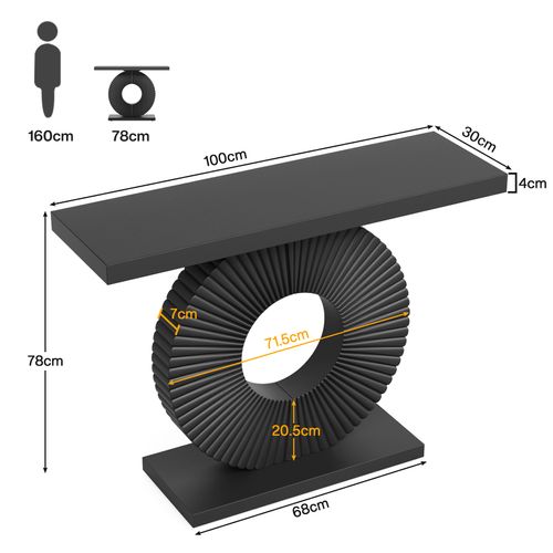 Table Console Moderne Avec Base Géométrique, Table D'entrée En Bois De 100 Cm