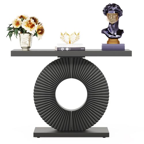 Table Console Moderne Avec Base Géométrique, Table D'entrée En Bois De 100 Cm