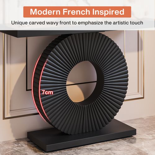 Table Console Moderne Avec Base Géométrique, Table D'entrée En Bois De 100 Cm