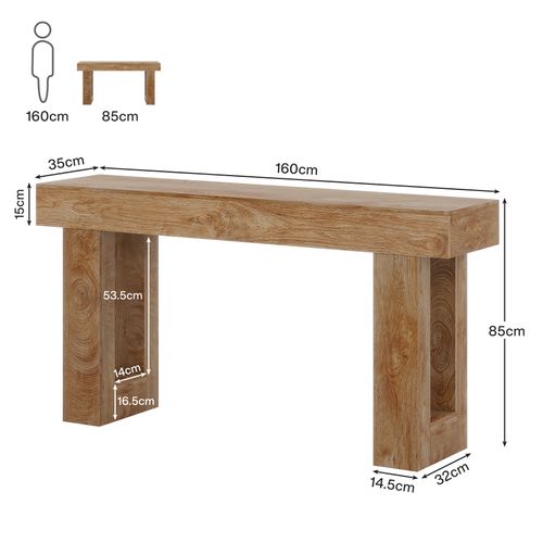 Table Console Rectangulaire De 160 Cm De Long, Table Basse Derrière Le Canapé Pour Entrée (naturel)