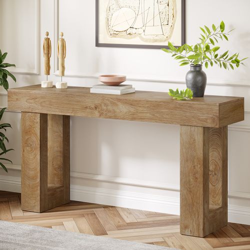 Table Console Rectangulaire De 160 Cm De Long, Table Basse Derrière Le Canapé Pour Entrée (naturel)