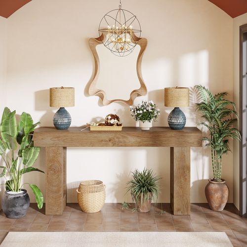 Table Console Rectangulaire De 160 Cm De Long, Table Basse Derrière Le Canapé Pour Entrée (naturel)