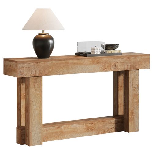 160cm Table Console, Table D'entrée à 2 Étages, D'appoint Rectangulaire En Bois Derrière Le Canapé