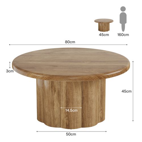 Table Basse Ronde De 80 Cm Pour Salon, Table Basse Ronde De Style Campagnard
