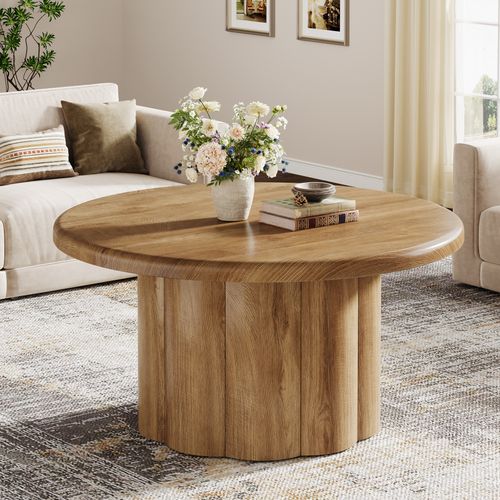Table Basse Ronde De 80 Cm Pour Salon, Table Basse Ronde De Style Campagnard