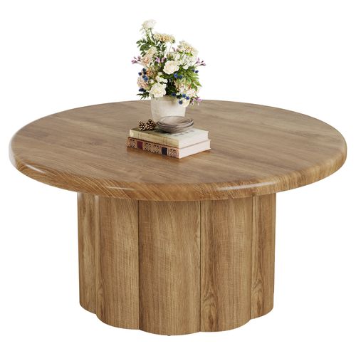 Table Basse Ronde De 80 Cm Pour Salon, Table Basse Ronde De Style Campagnard
