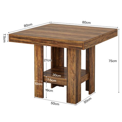 Table De Salle à Manger Carrée Pour 4 Personnes, Petite Table De Cuisine Avec Étagère De Rangement