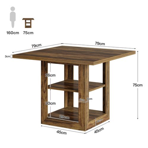 Table De Salle à Manger Carrée Pour 4 Personnes, 80 Cm, Pour La Cuisine Ou La Salle à Manger.