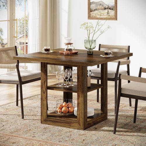 Table De Salle à Manger Carrée Pour 4 Personnes, 80 Cm, Pour La Cuisine Ou La Salle à Manger.