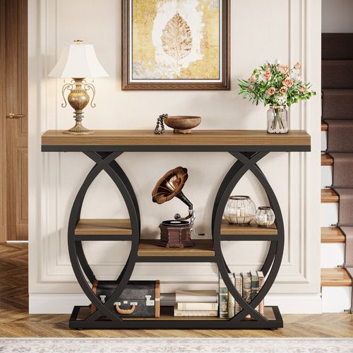 Table D'entrée Industrielle à 4 Niveaux Avec Étagères De Rangement, Tables D'appoint Étroites