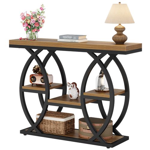 Table D'entrée Industrielle à 4 Niveaux Avec Étagères De Rangement, Tables D'appoint Étroites