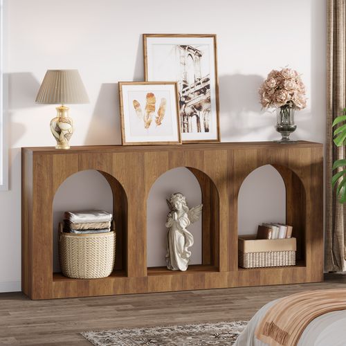 Console, Table D'entrée Avec 3 Étagères Cintrées, Tables D'entrée Avec Rangement Pour Hall D'entrée