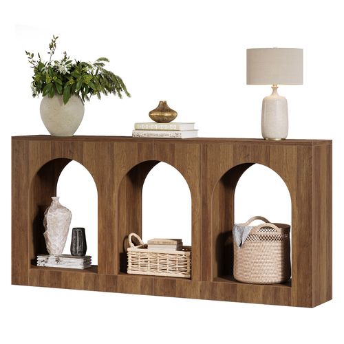 Console, Table D'entrée Avec 3 Étagères Cintrées, Tables D'entrée Avec Rangement Pour Hall D'entrée