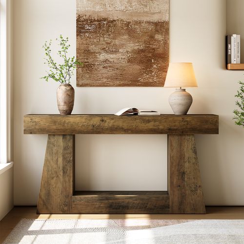 Console De Style Campagnard Avec Rangement, Table D'appoint Rustique Pour Entrée