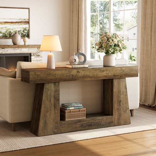 Console De Style Campagnard Avec Rangement, Table D'appoint Rustique Pour Entrée