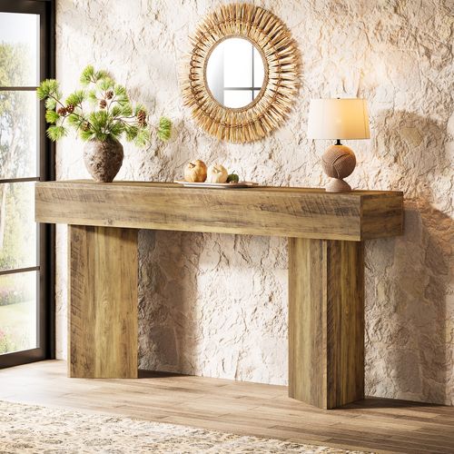 Console De 160 Cm Pour Entrée, Style Rustique Campagnard, En Mdf Marron.