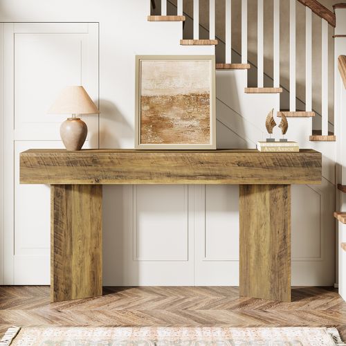Console De 160 Cm Pour Entrée, Style Rustique Campagnard, En Mdf Marron.