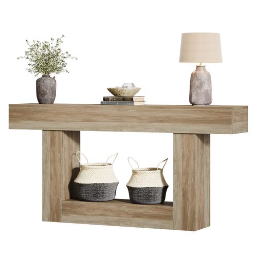 Console 160 Cm, Style Campagnard, Table D'appoint Derrière Le Canapé, Grise